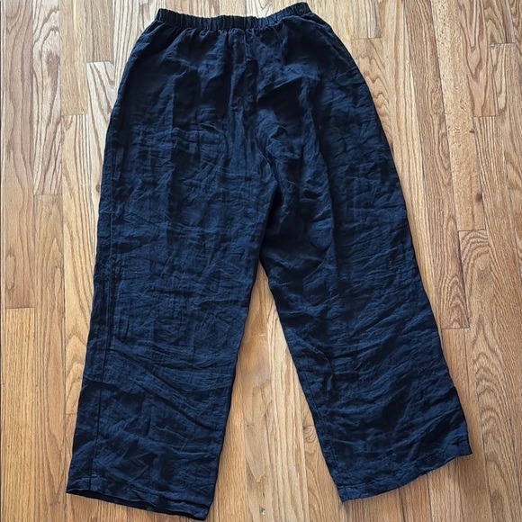 CP Shades L Black Linen Pants pull on with pockets elastic waist great condition - Picture 6 of 6